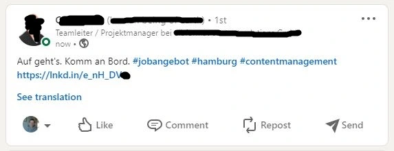 Beispiel für schlechtes LinkedIn Recruiting