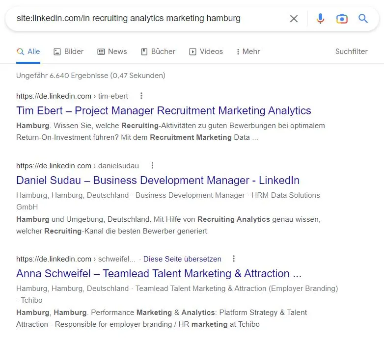 LinkedIn active sourcing per Google