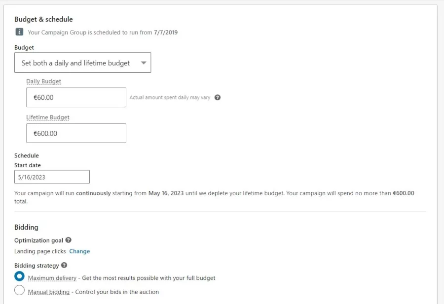 Screenshot LinkedIn: HR Performance Marketing Budget