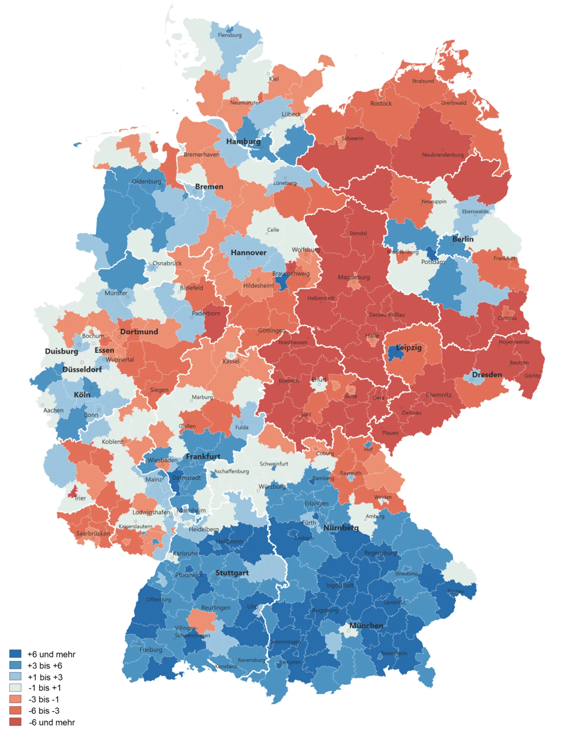 Bevölkerungsstudie: Entwicklung in den einzelnen Bundesländern.