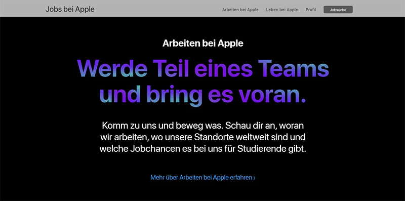 barrierefreie Karriereseite von Apple