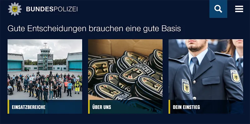 Karriereseite der Bundespolizei
