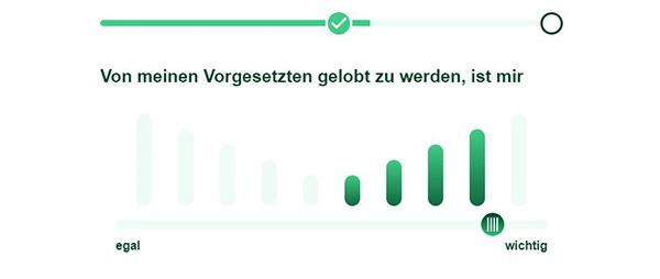 Fragebogen von jobmatch.me mit einer Frage zur Wertekultur